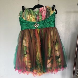 Short Green Multicolor Homecoming Dress